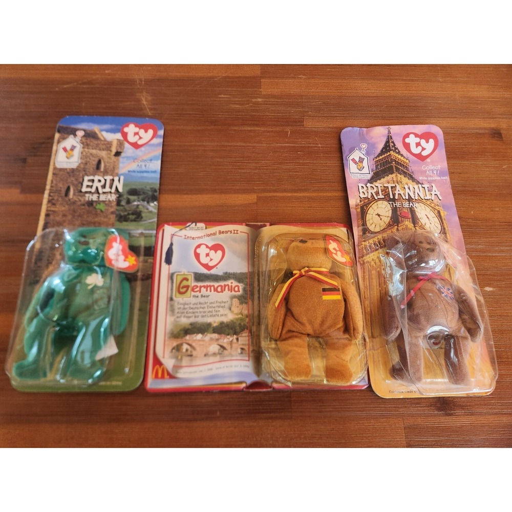 Lot‎ of 3 unopened Ty Beanie Baby Erin Britannia Germania